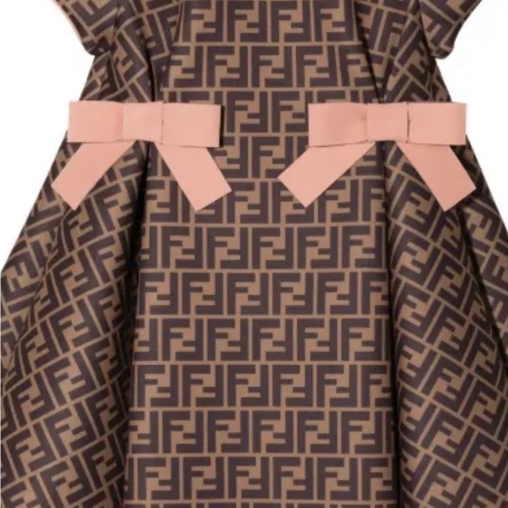 Fendi Tan and Pink Logo Dress
